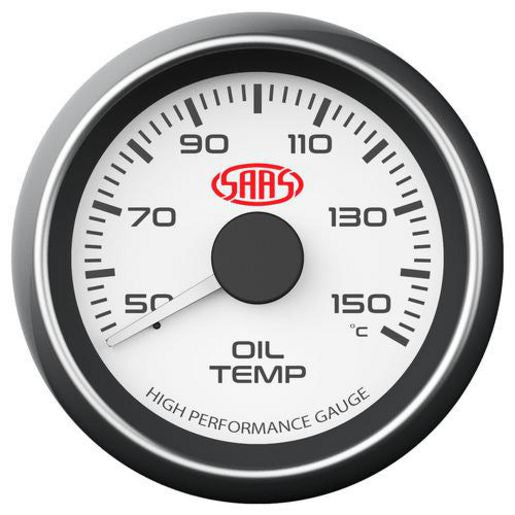 SAAS Muscle Series 2-1/16" Oil Temp Gauge 50-150C White SG-OT52W