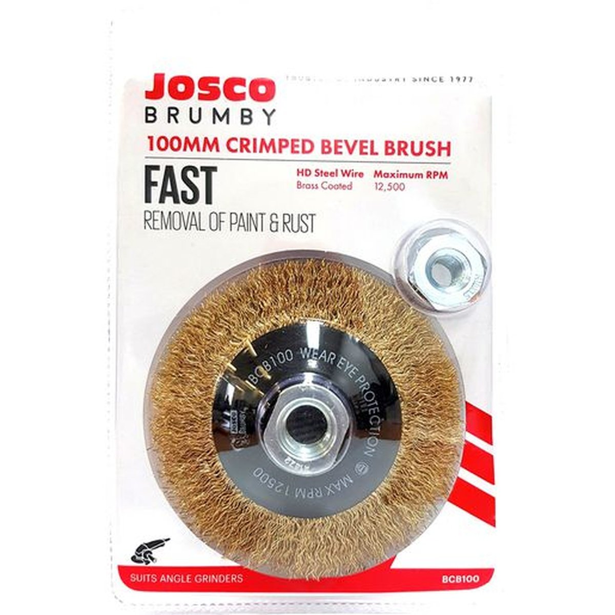 Josco 100mm Crimped Multi-Thread Bevel Brush BCB100