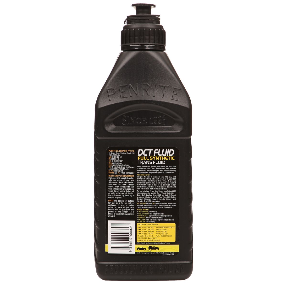Penrite DCT Fluid Dual Clutch Transmission Full-Syn Fluid 1L DCTF001