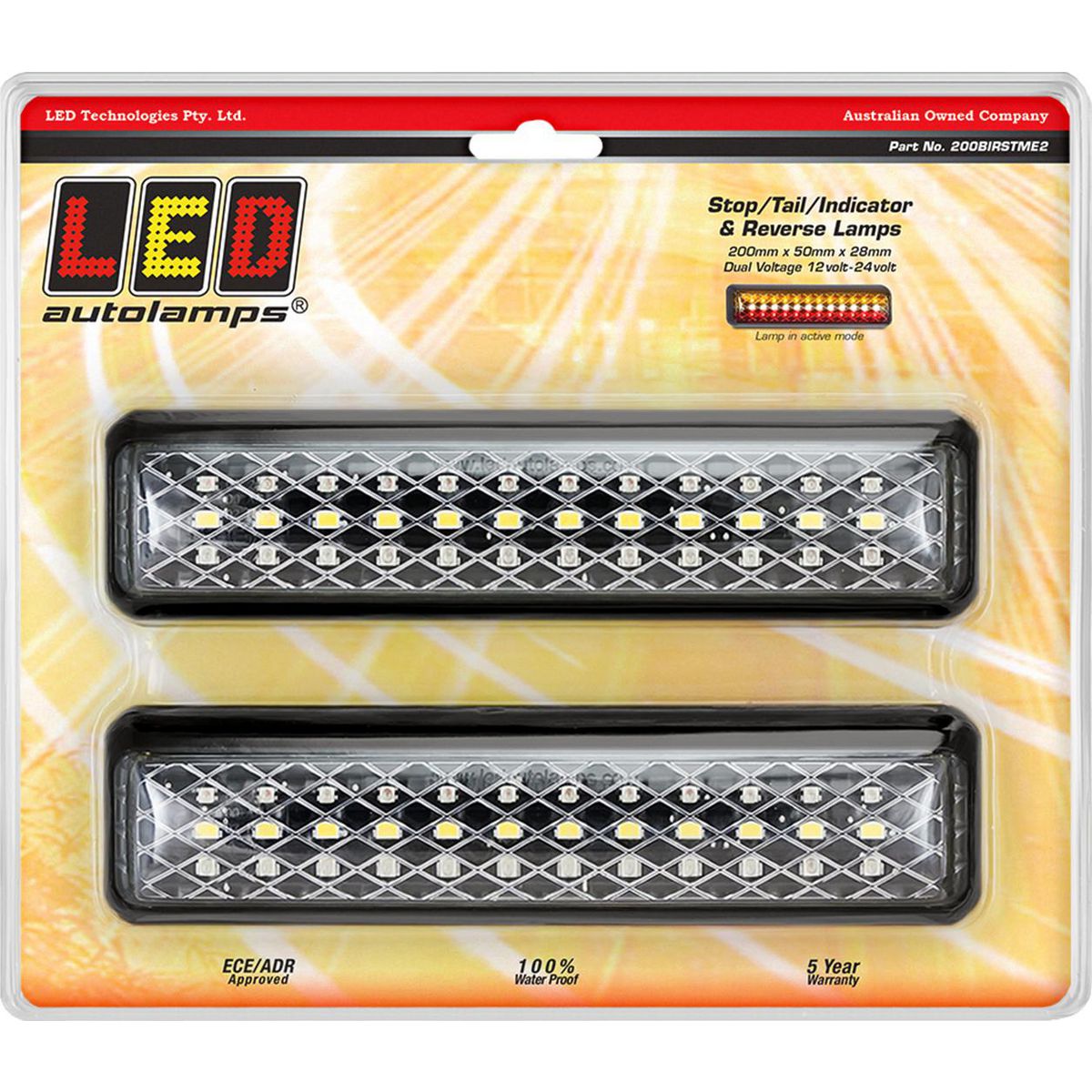 LED Autolamps Stop/Tail/Indicator/Reverse Light LED 12-24V Twin Pack 200BIRSTME2