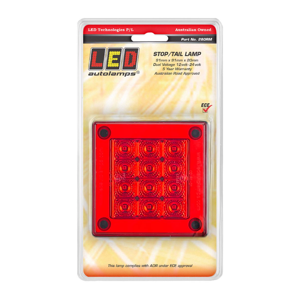 LED Autolamps Stop/Tail 12-LED Lamp Insert 12/24V Blister w/4mm Gasket fits 280 Series Lamps 280RM