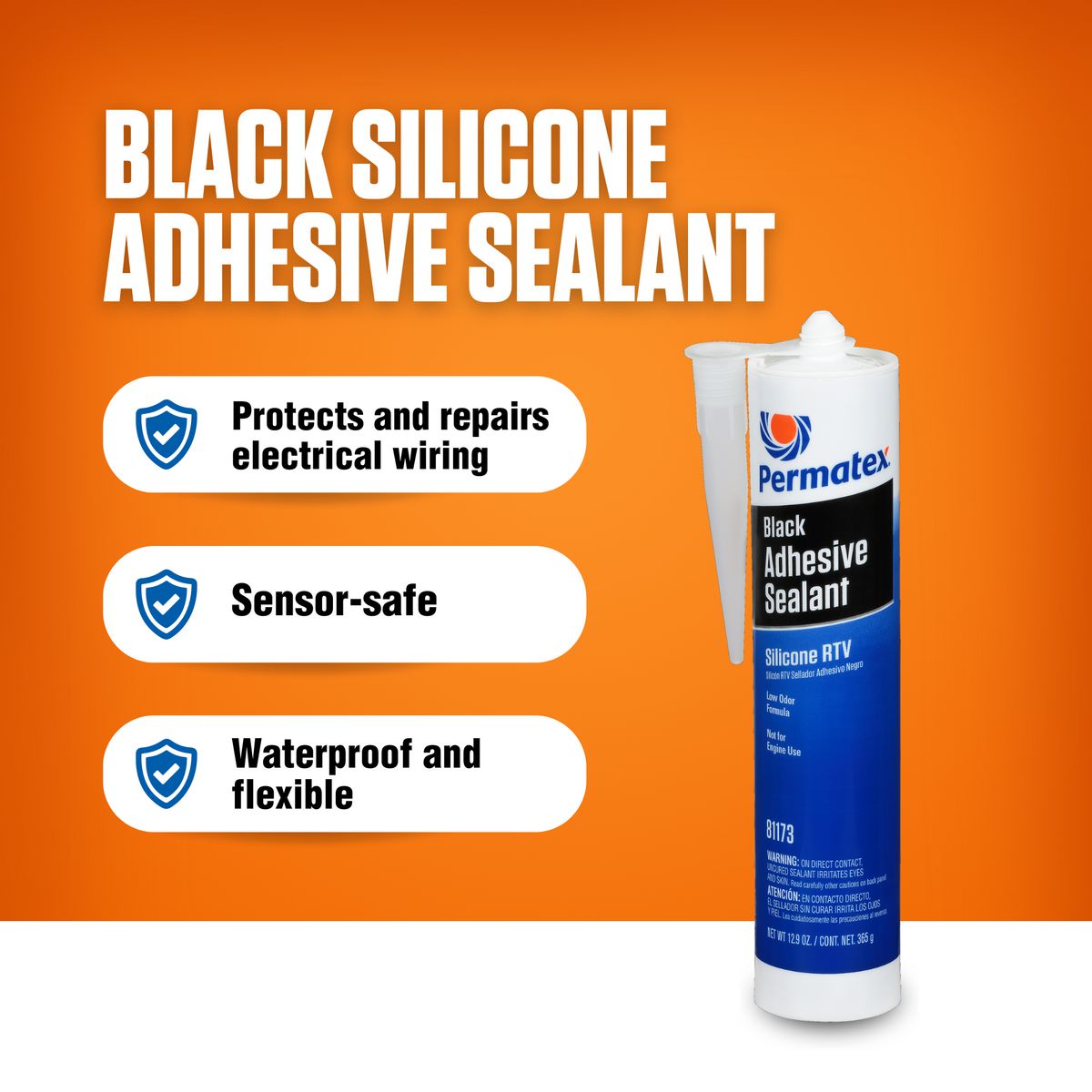 Permatex Black Silicone Adhesive Sealant 365G PX81173