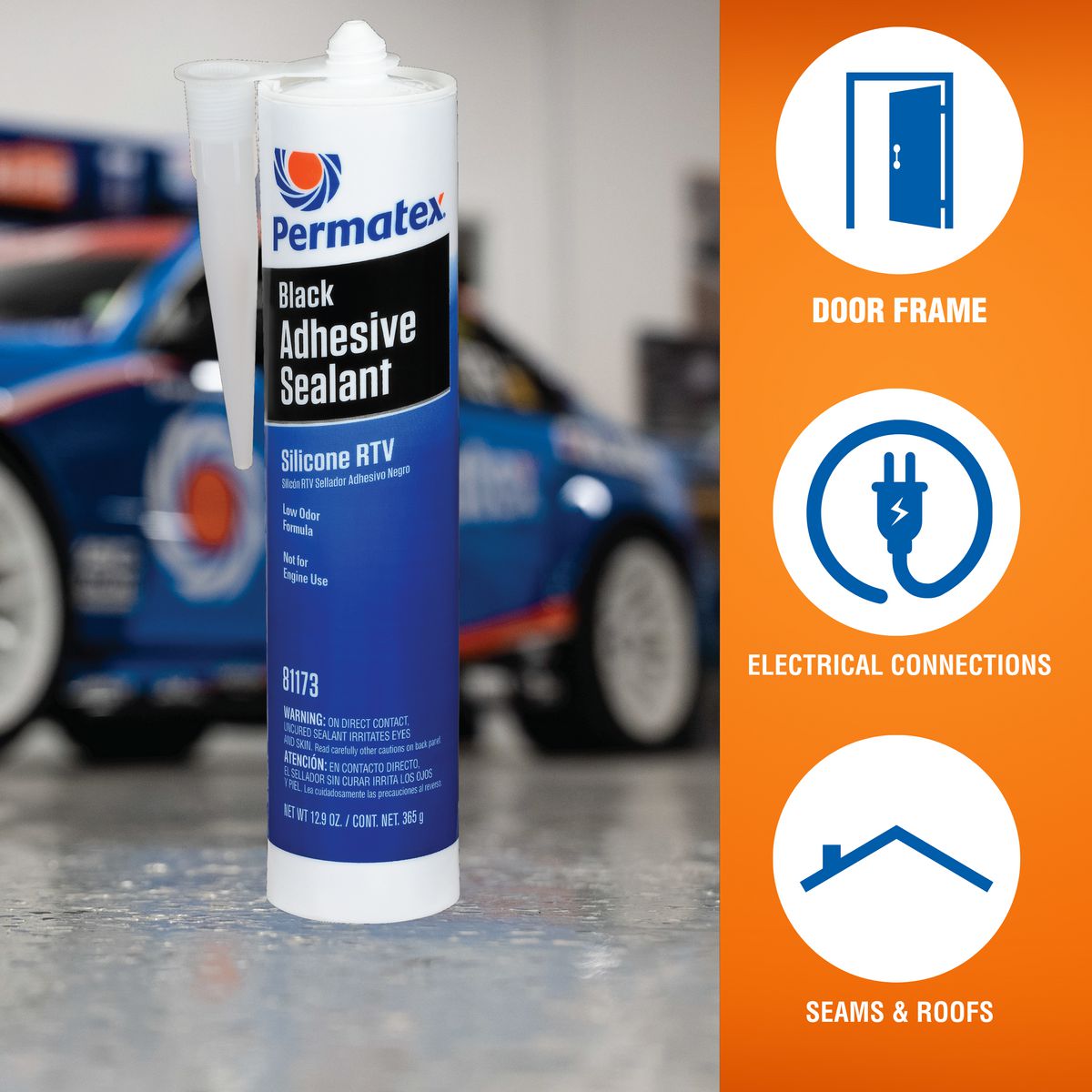 Permatex Black Silicone Adhesive Sealant 365G PX81173