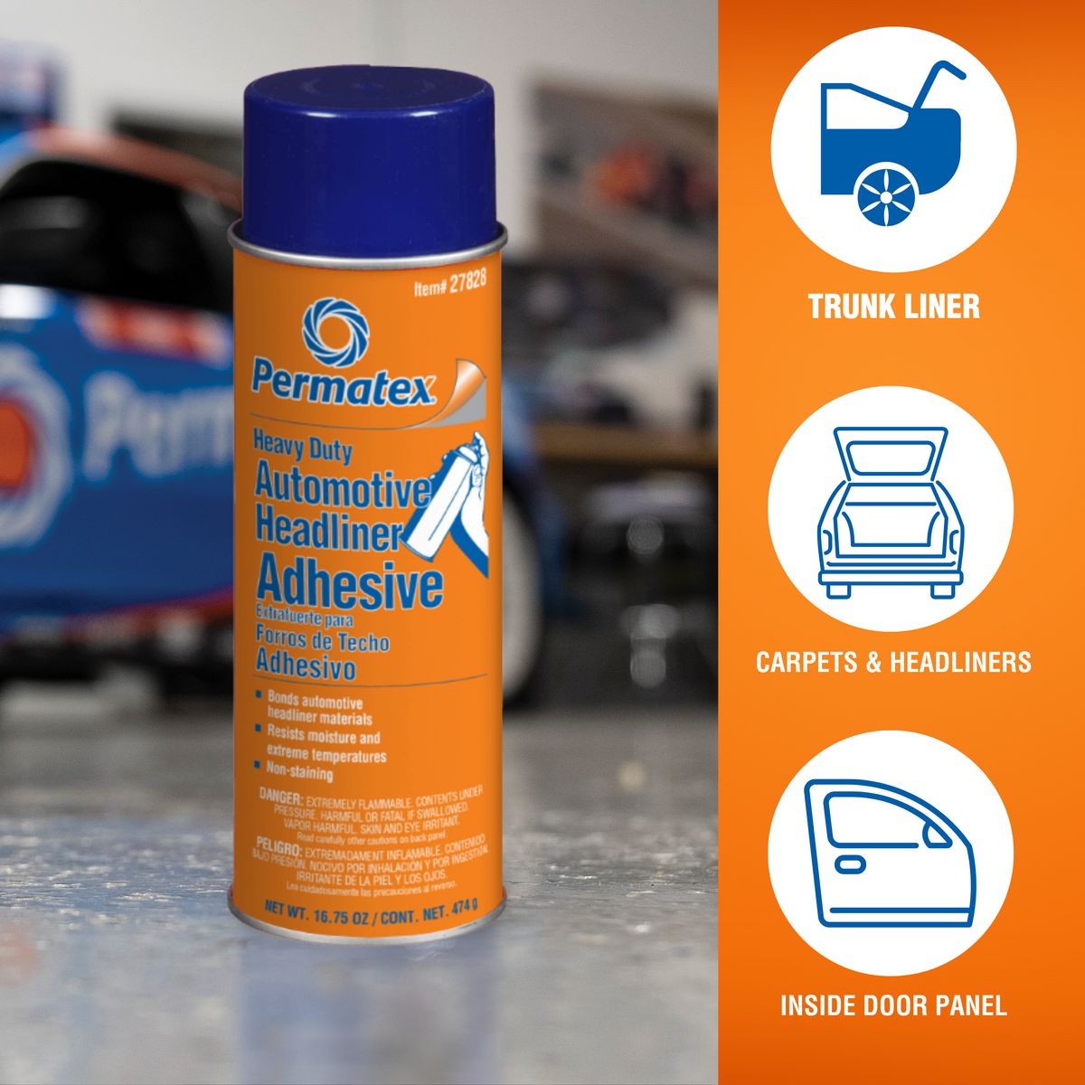 Permatex Body Shop Heavy Duty Headliner & Carpet Adhesive 474G PX27828