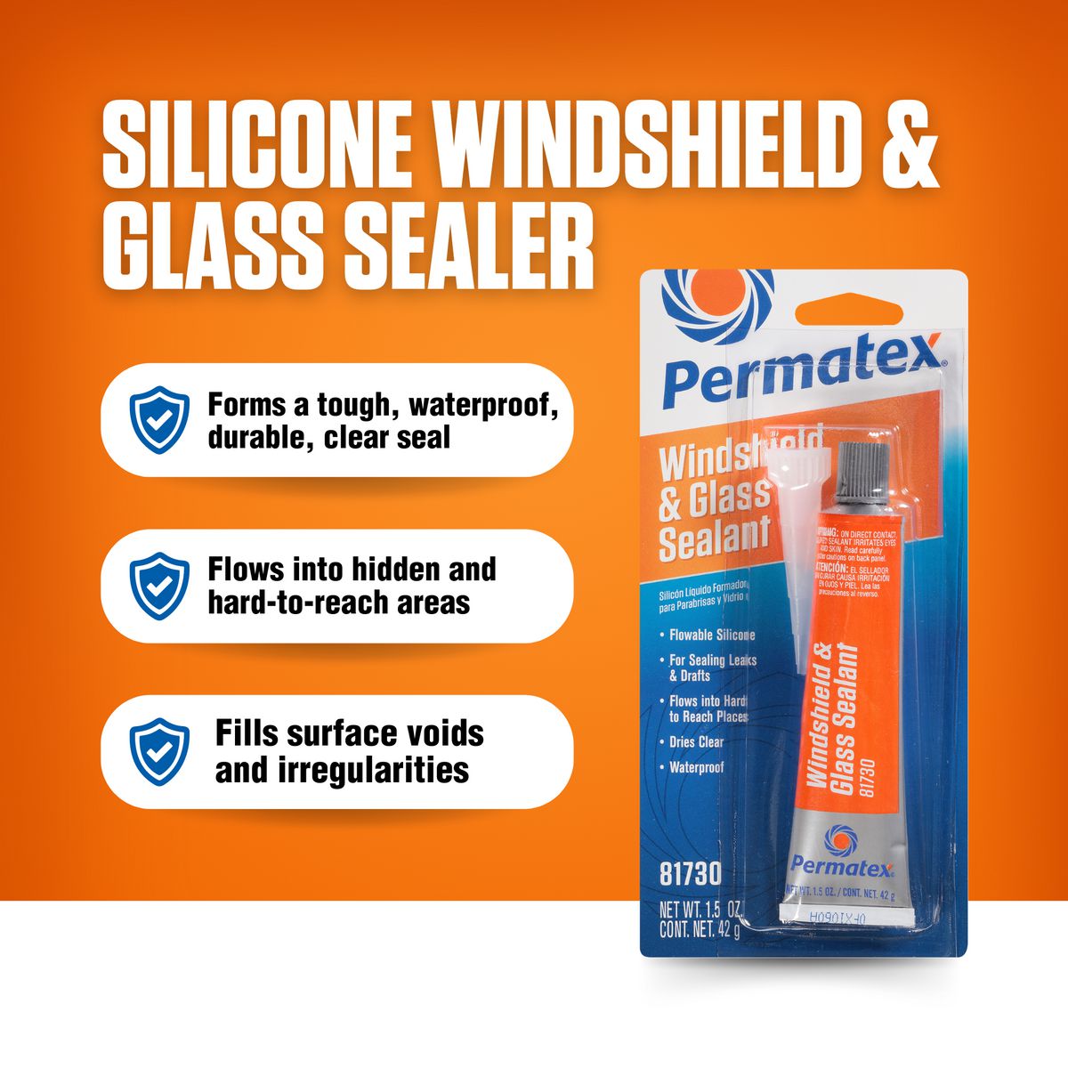 Permatex Flowable Silicone Windshield & Glass Sealer 42G PX81730