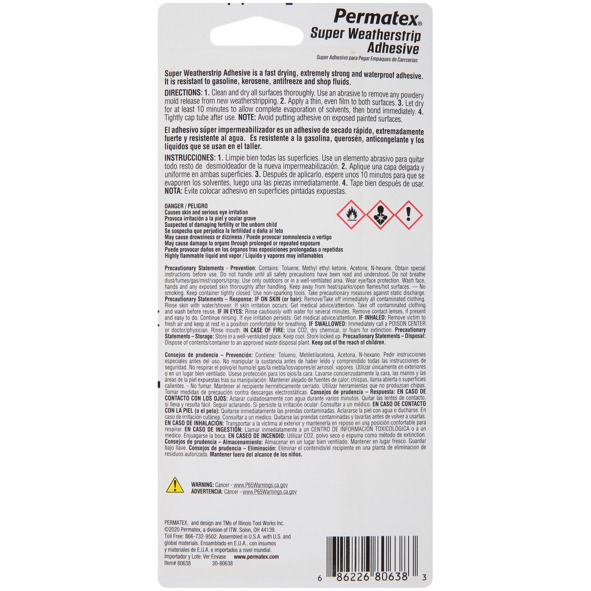 Permatex Super Weatherstrip Adhesive 59ml