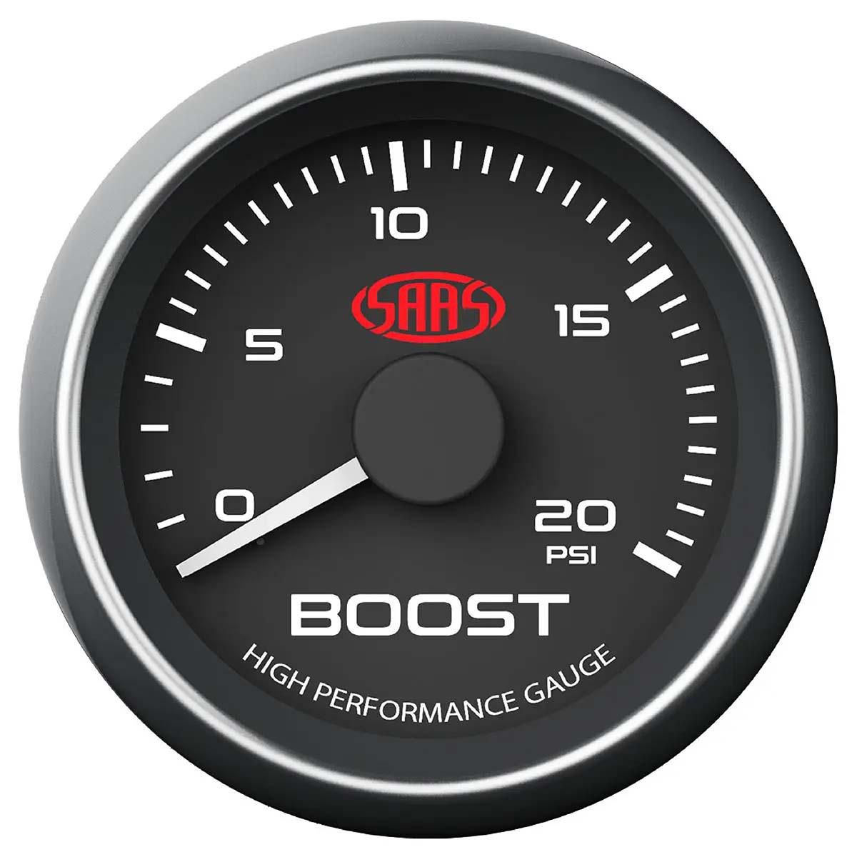 SAAS Muscle Series 2-1/16" Diesel Boost Gauge 0-20 Psi Black SG-TBD52B1