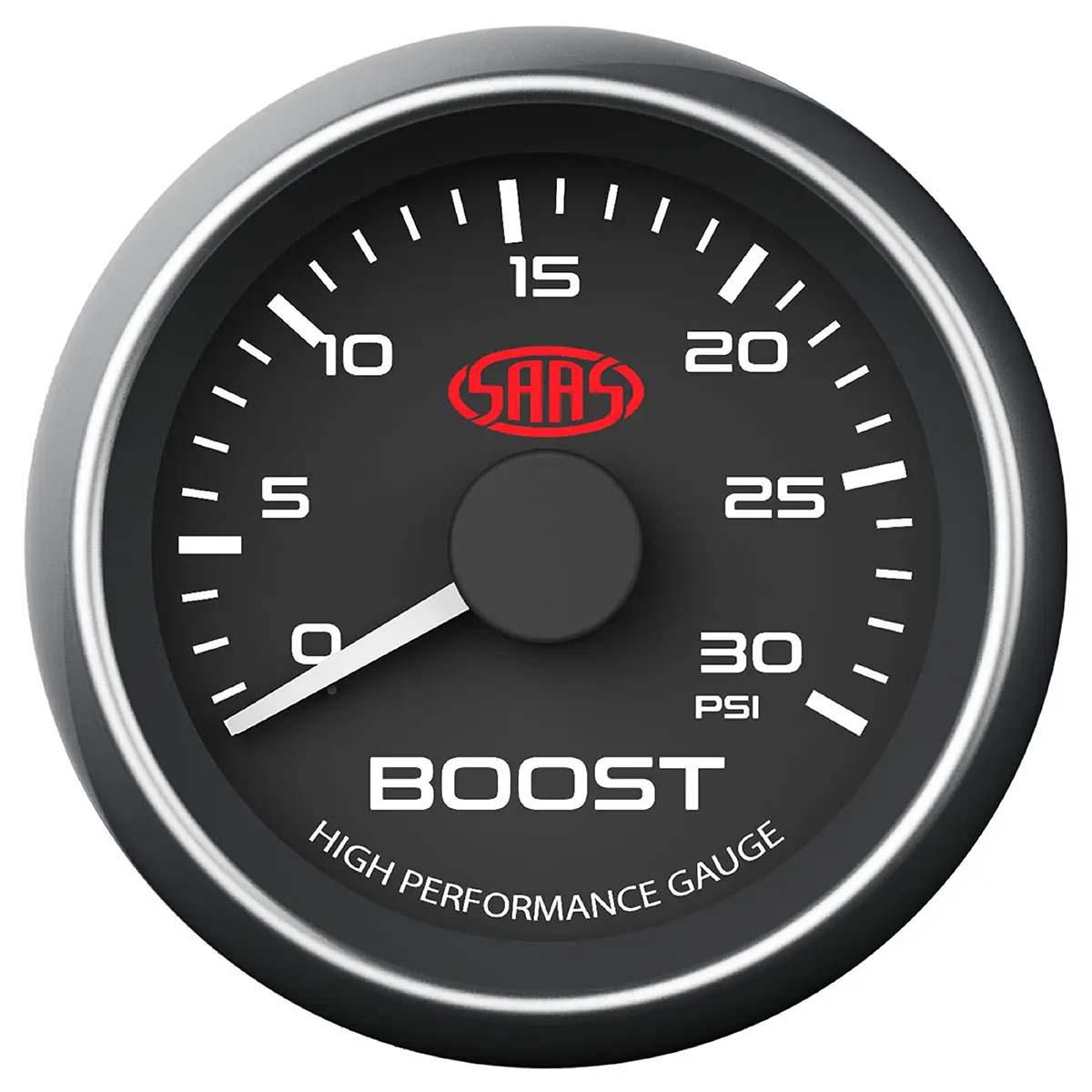 SAAS Muscle Series 2-1/16" Diesel Boost Gauge 0-30 Psi Black SG-TBD52B