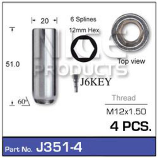Nice Products Chrome Wheel Nut J351-4