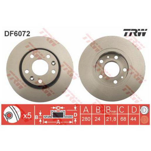 TRW Brake Rotor Single Front DF6072S