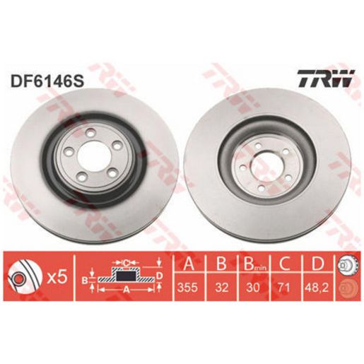 TRW Brake Rotor 355mm Front DF6146S