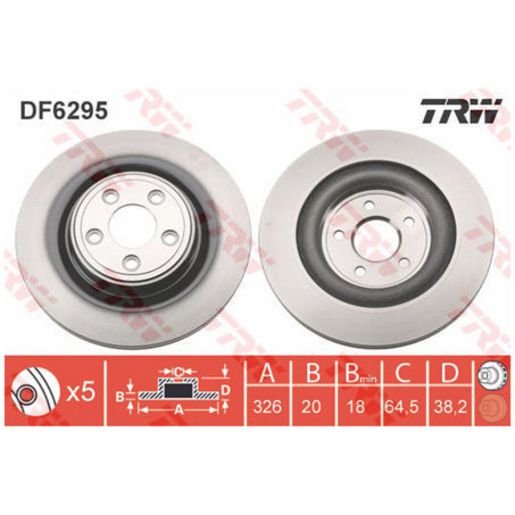 TRW Brake Rotor 326mm Rear DF6295S