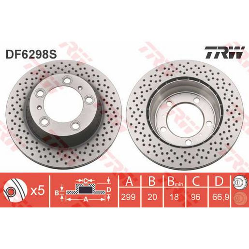 TRW Brake Rotor 299mm Rear DF6298S