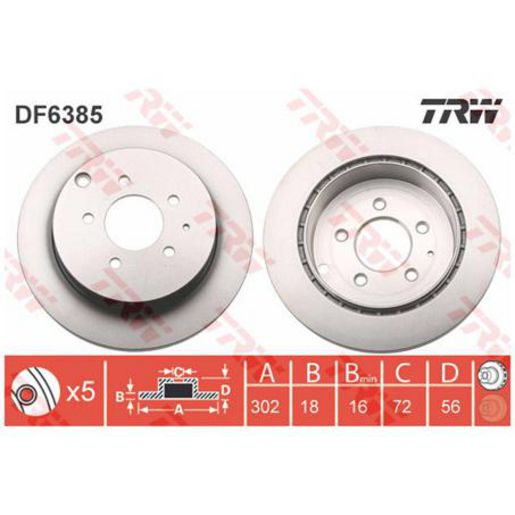 TRW Brake Rotor 302mm Rear DF6385S