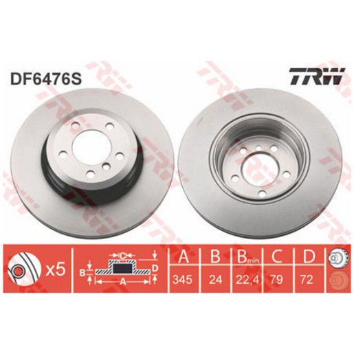 TRW Disc Brake Rotor 345Mm DF6476S