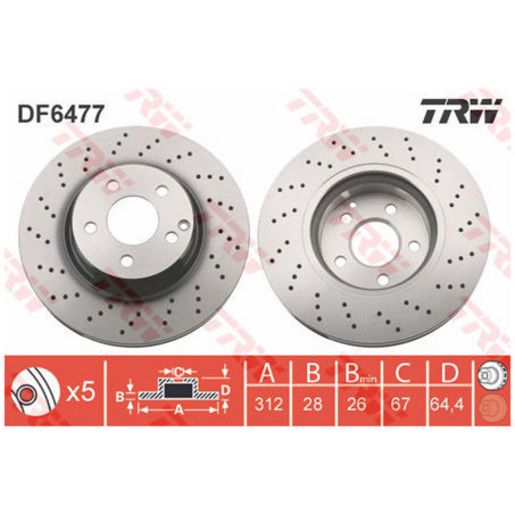 TRW Disc Brake Rotor 312Mm DF6477S