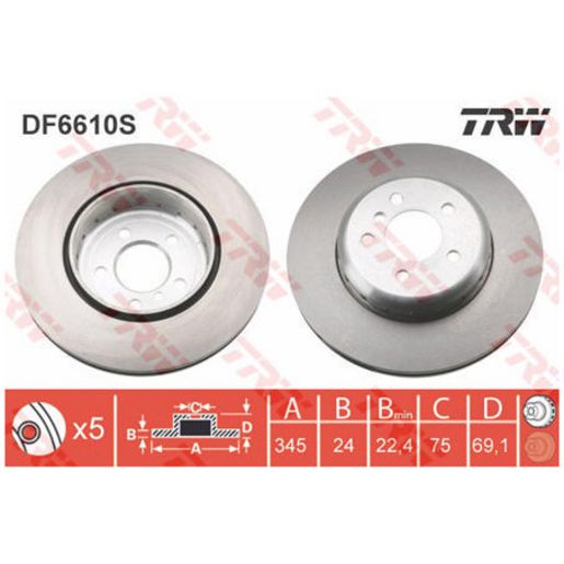 TRW Brake Rotor 345mm Rear DF6610S