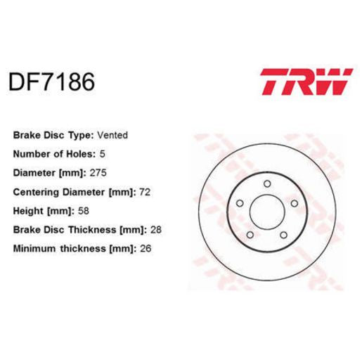 TRW Disc Brake Rotor 275mm DF7186S