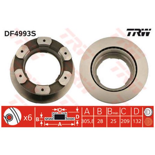 TRW Disc Brake Rotor 306Mm DF4993S