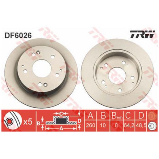 TRW Disc Brake Rotor 260Mm DF6026S
