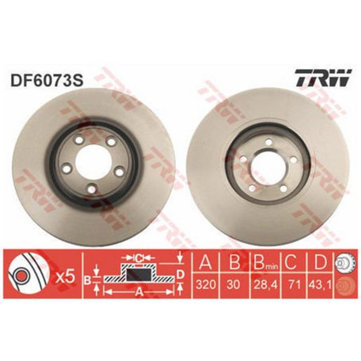 TRW Brake Rotor Front DF6073S
