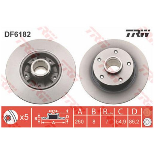 TRW Disc Brake Rotor 260Mm DF6182S