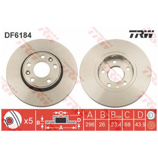 TRW Disc Brake Rotor 296Mm DF6184S