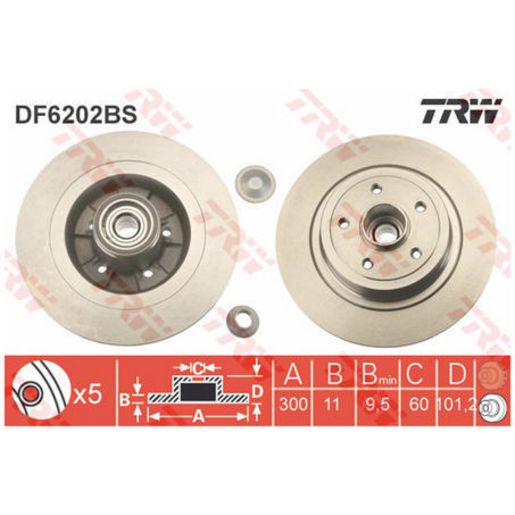 TRW Disc Brake Rotor 300Mm DF6202BS