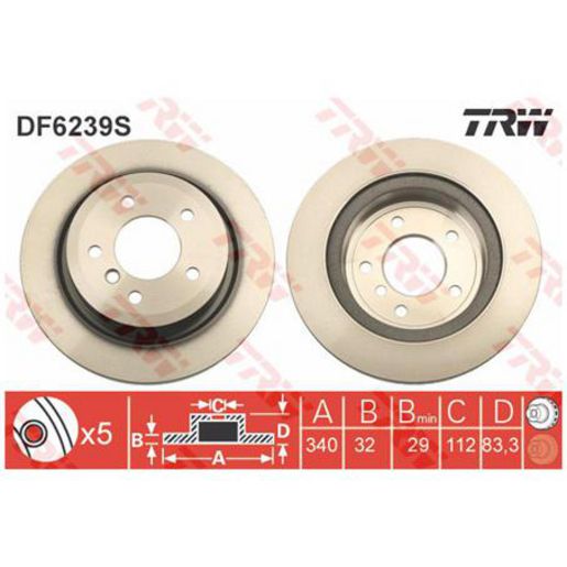 TRW Brake Rotor 340mm Front DF6239S