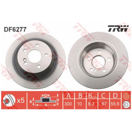 TRW Disc Brake Rotor 300Mm DF6277S