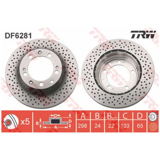 TRW Disc Brake Rotor 298Mm DF6281S