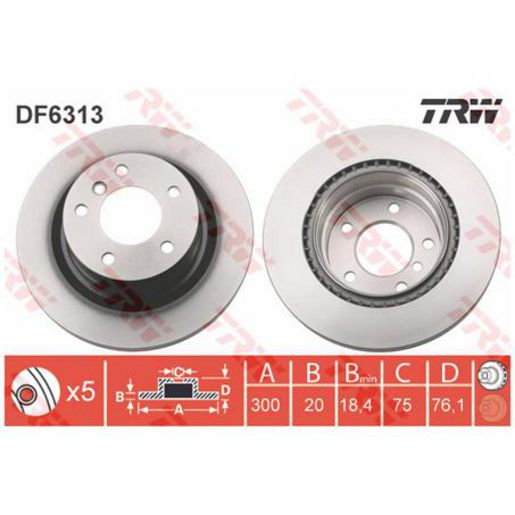 TRW Disc Brake Rotor 300Mm DF6313S