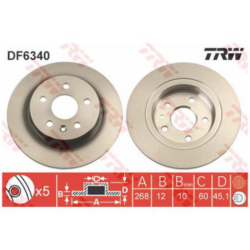 TRW Disc Brake Rotor 268mm DF6340S