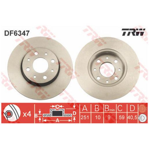 TRW Disc Brake Rotor 251Mm DF6347S