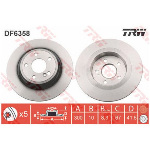 TRW Disc Brake Rotor 300mm DF6358S