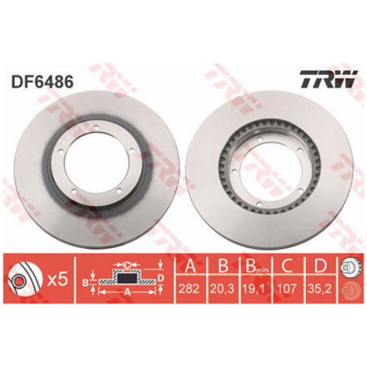 TRW Disc Brake Rotor 282Mm DF6486S