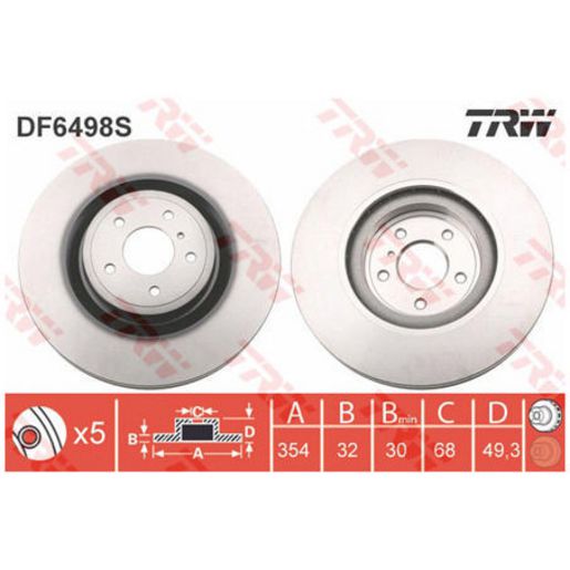 TRW Brake Rotor 354mm Front DF6498S