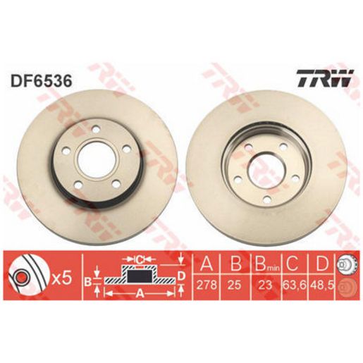 TRW Disc Brake Rotor 278Mm DF6536S