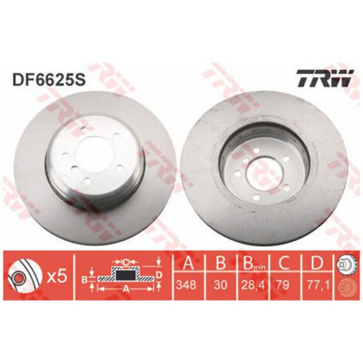 TRW Brake Rotor 348mm Front DF6625S
