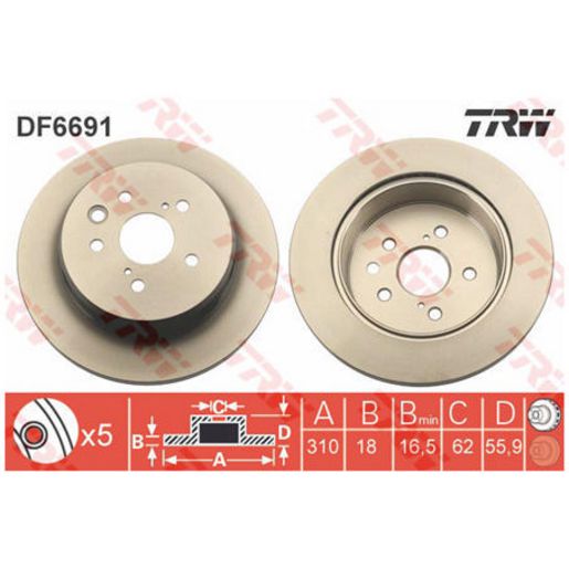 TRW Disc Brake Rotor 310Mm DF6691S
