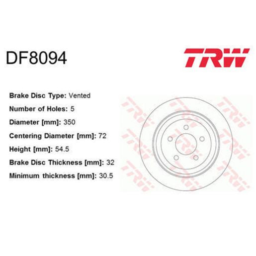 TRW Disc Brake Rotor 350mm DF8094S