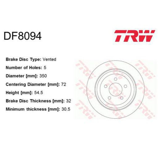 TRW Disc Brake Rotor 350mm DF8094S