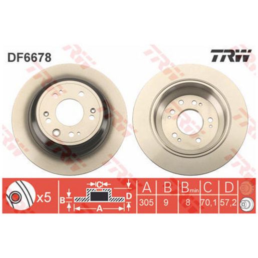 TRW Disc Brake Rotor 305Mm DF6678S