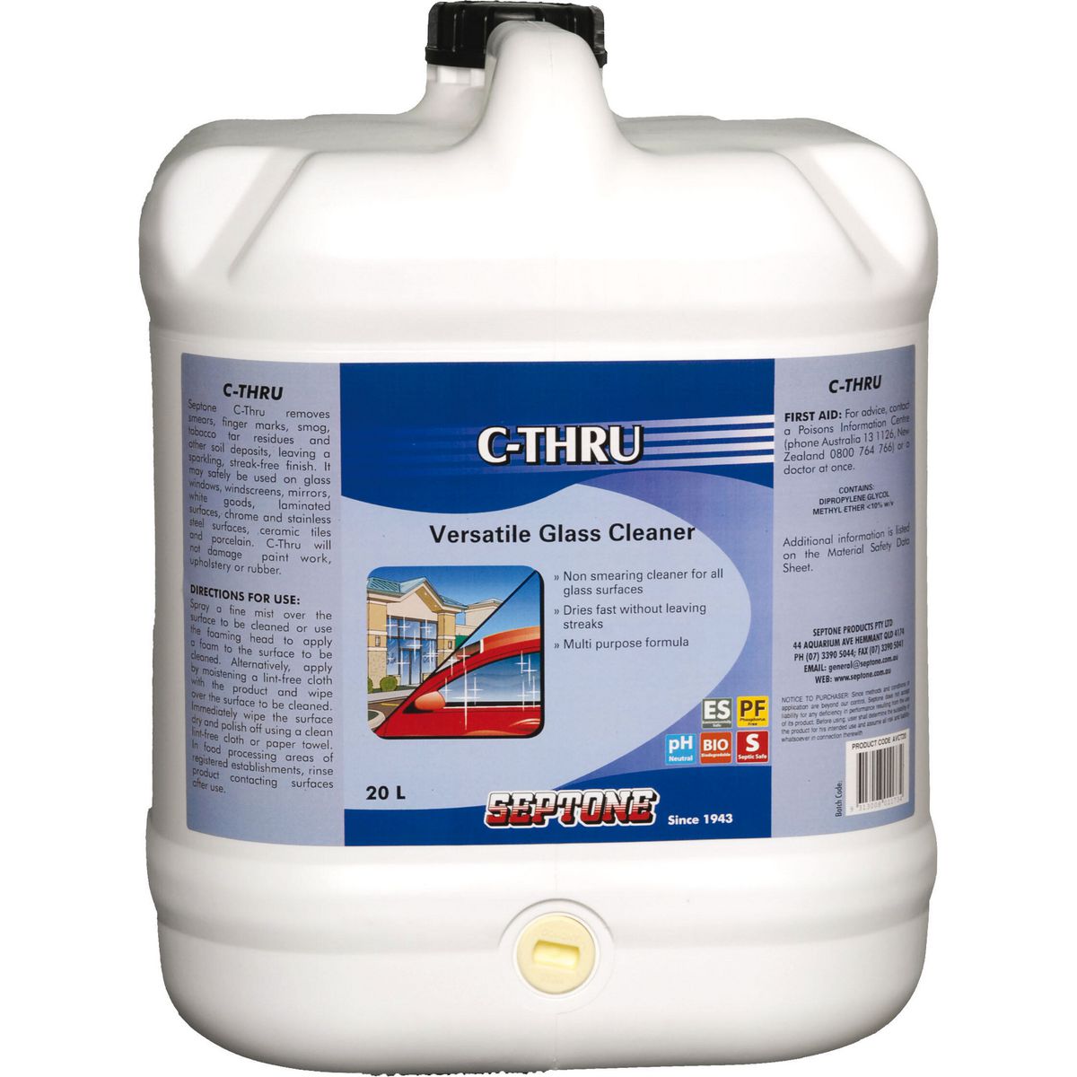 Septone C-Thru Glass Cleaner 20L AVCT20