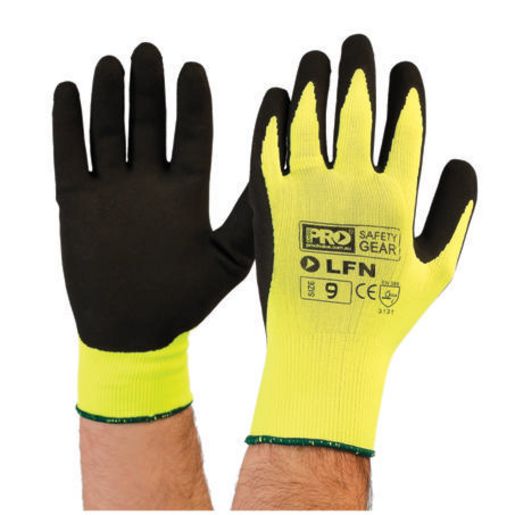 Prochoice Gloves Black Latex Foam On Hi Vis Yellow Size 10 Pair LFN10
