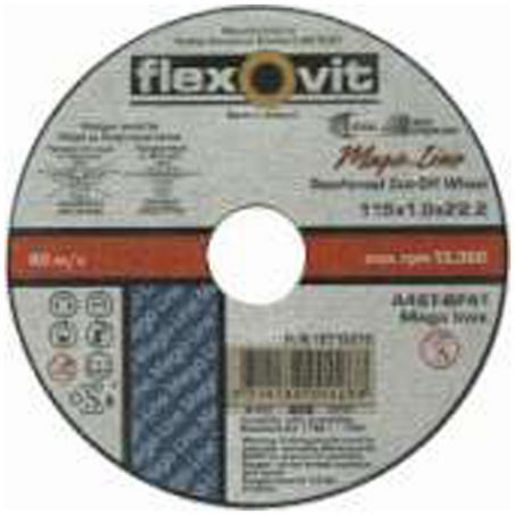 Flexovit Mega Inox Ultra Thin Cut Off Disc S/S 115x1.6x22.2mm 66252919970