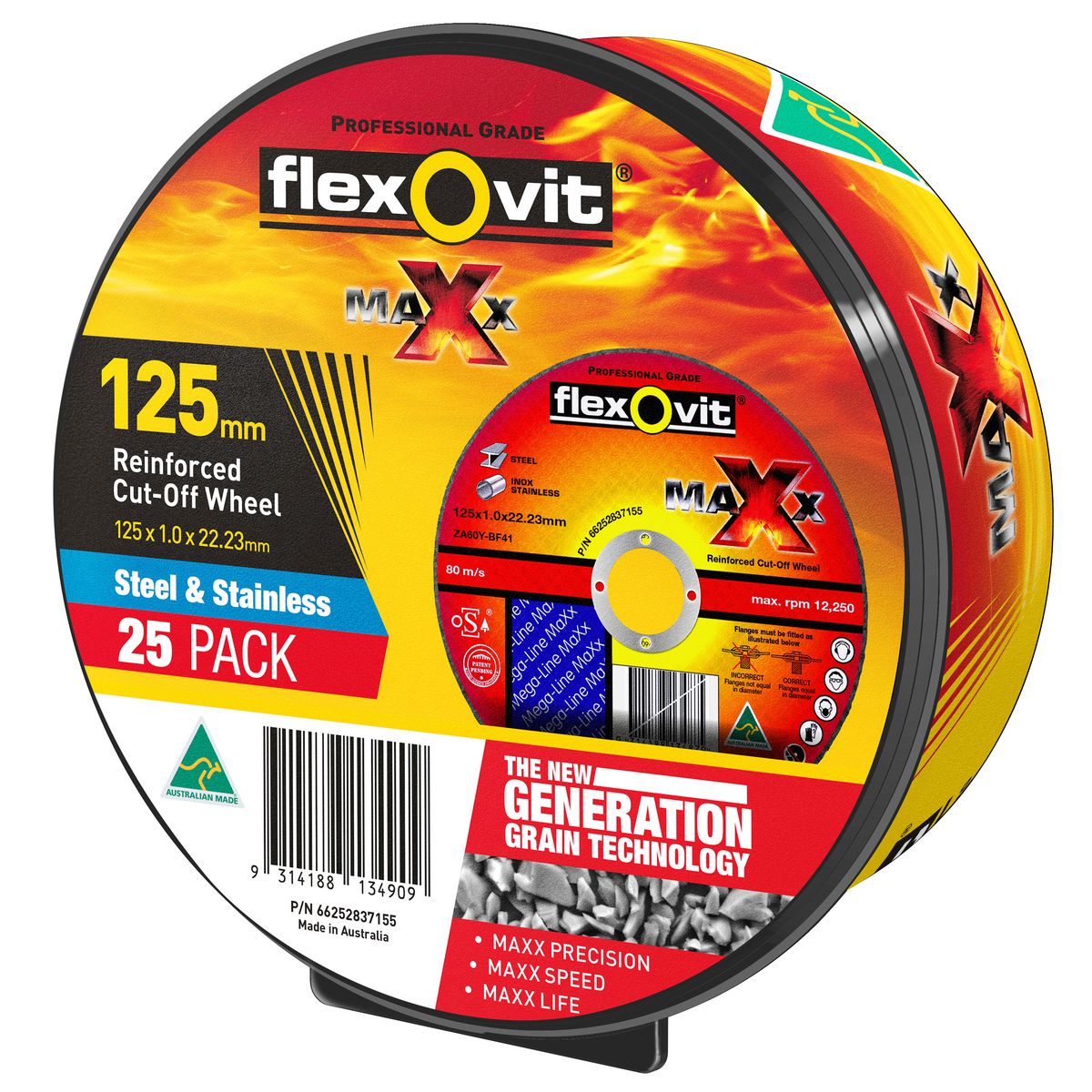 Flexovit Cut Off Disc S/S 125X1X22.2Mm 66252837155