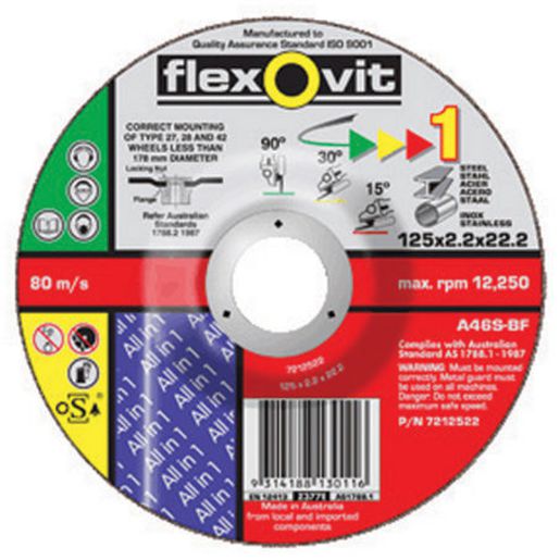 Flexovit Disc Cut Gr Pol Ss 125X2.2X22.2Mm 66252841763