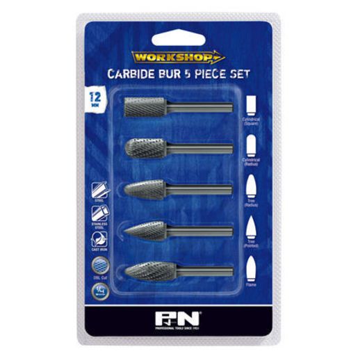 Sutton Crbd Bur Set 5Pc 1/4 Shk P&N 918CRSET5S