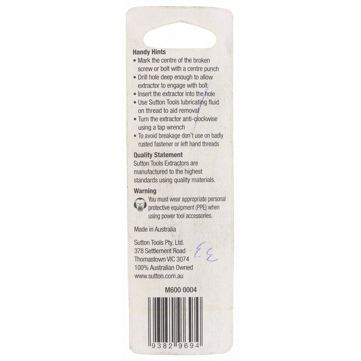 Sutton Screw Extractor / Drill Set No4 M6020004